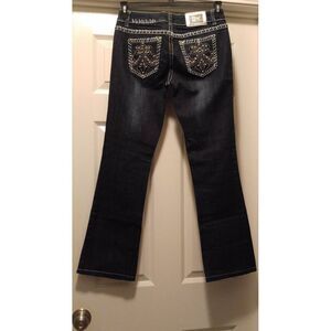 Miss Chic Womens Dark Blue Thick Stitch Bling Bootcut Jeans MC1518C‎ Sz 7 29x29